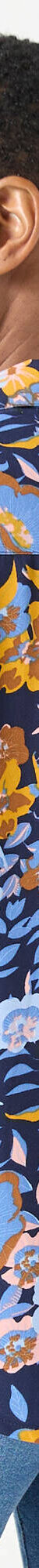 Chemisier boutonné imprimé fleurs (bleu / curry) Chemisier boutonné imprimé fleurs (bleu / curry)